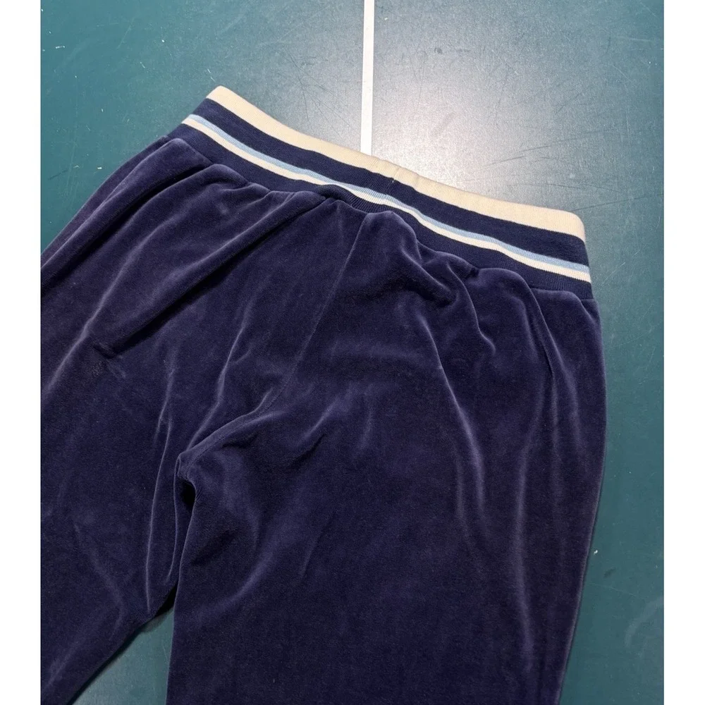 Vintage Nike Velour Tracksuit Womens M Blue Striped Jacket Pants Set Velvet Y2K